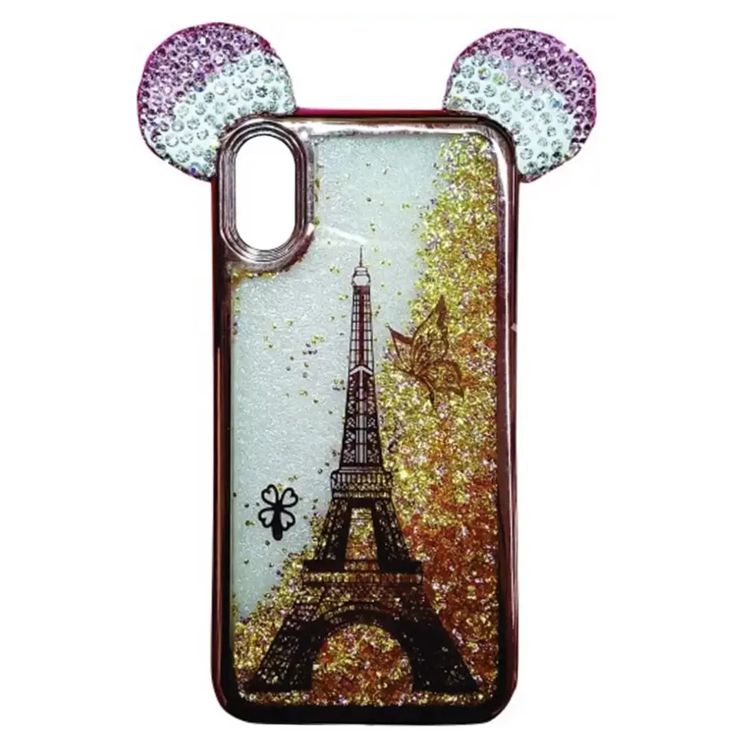 iPhone X Waterfall Mickey Ears Case Eiffel Tower Rose Gold